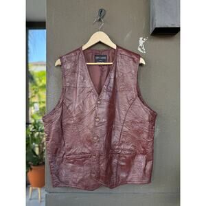 Vintage Ken’s Patchwork Pigskin Brown Leather  Vest Men’s XXL Cowboy Rider Retro